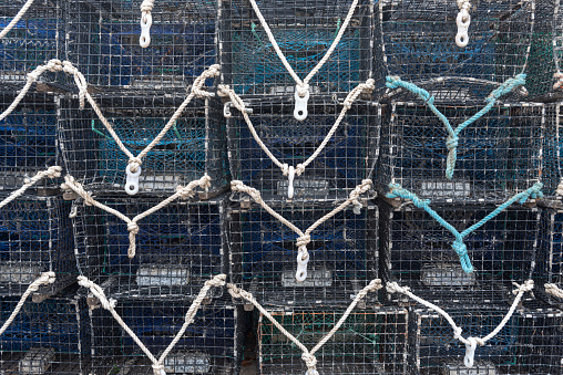 Fish traps on the Nieuwe Haven quay. Zierikzee in the Provinz  Zeeland in the Netherlands