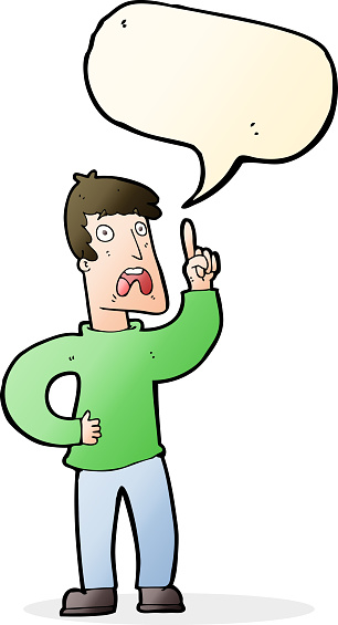 cartoon man with complaint with speech bubble