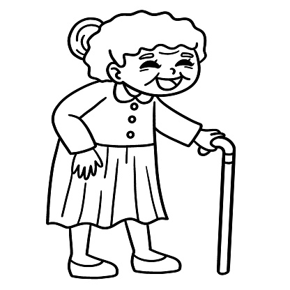A cute and funny coloring page of an Old Woman. Provides hours of coloring fun for children. Color, this page is very easy. Suitable for little kids and toddlers.