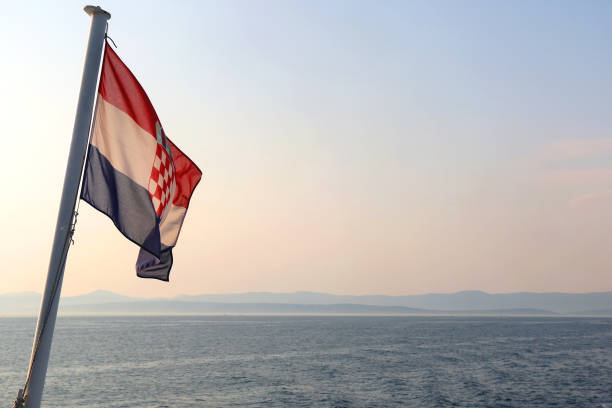 istock Croatian Flag and Sunset 1475497668