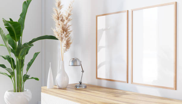 istock minimal room with picture frame mock up design 1475500198