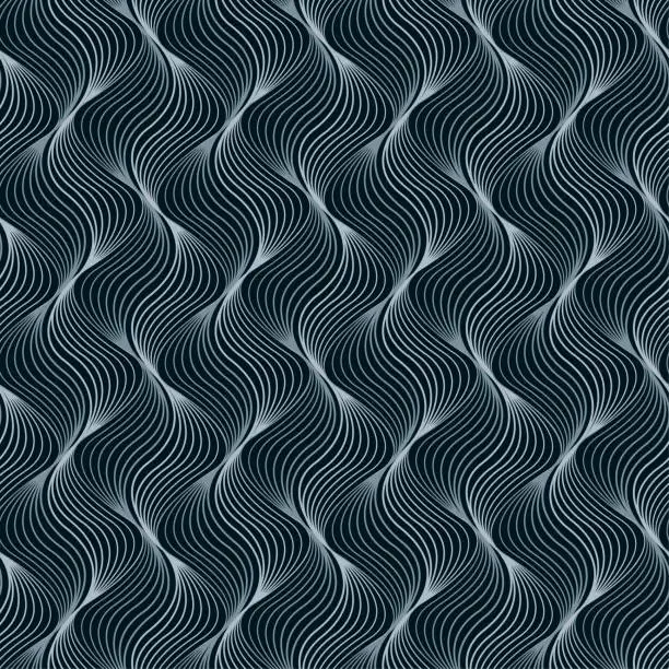 Vector illustration of Seamless pattern with geometric waves. Endless stylish texture. Ripple monochrome background