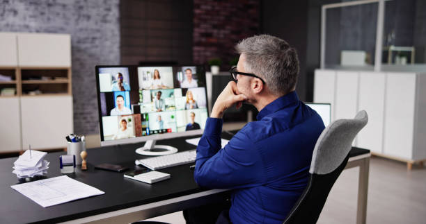 istock Bored Employee In Video Conference Training 1475501575