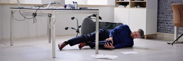 Faint Accident In Office. Fall From Chair