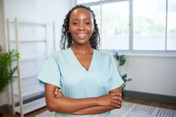 Portrait of smiling Black allied health professional - nurse, healthcare stock photo
