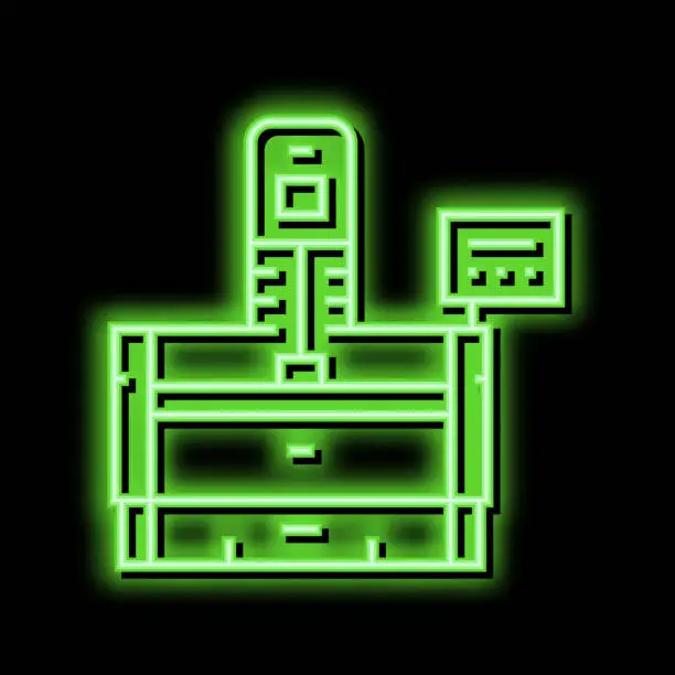 Vector illustration of honing machine neon glow icon illustration