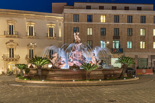 Fountain of Diana on the Island of Ortigia Syracuse Sicily