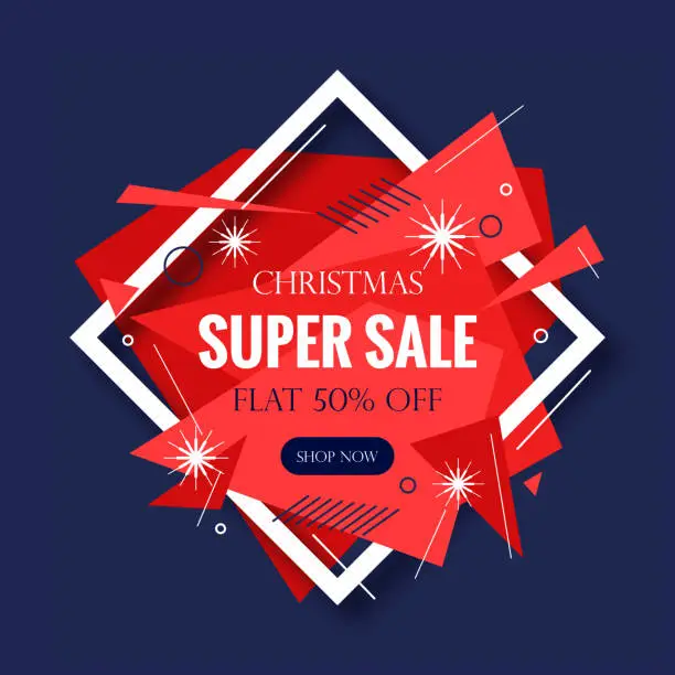 Vector illustration of Social media post template for Christmas big sale, Holiday, sale promotion banner