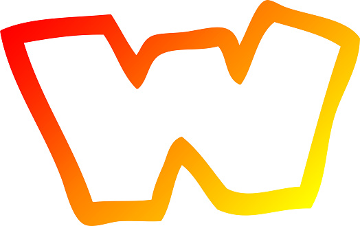 W Line Draw Warm Gradient Line Drawing Of A Cartoon Letter W Stock Illustration ...