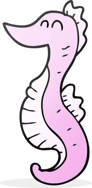 Vector illustration of freehand drawn cartoon seahorse