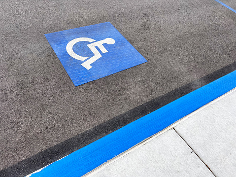 Handicapped parking space in street