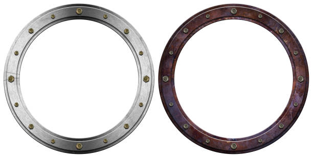 istock Two Metal Portholes Isolated on White Background 1475517295