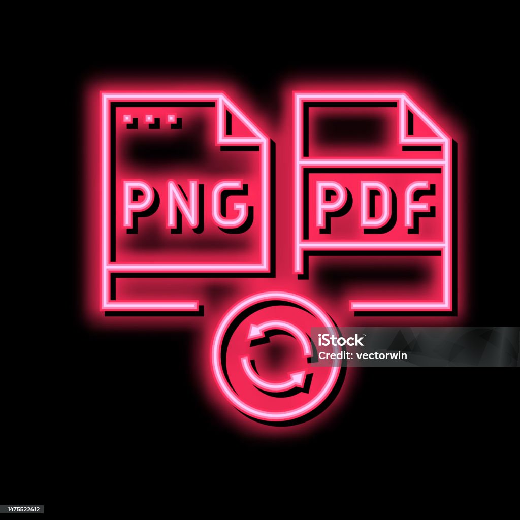 Convert Png To Pdf File Neon Glow Icon Illustration Stock Illustration convert-from-png-to-pdf-pdf2ocr
