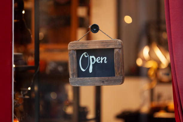 istock Writing slate used as open sign 1475523758