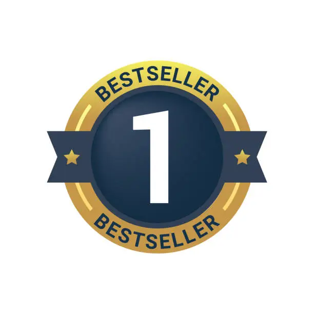 Vector illustration of Number One Bestseller badge vector design