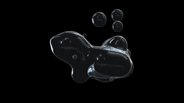 3d animation of soap bubbles floating, against black