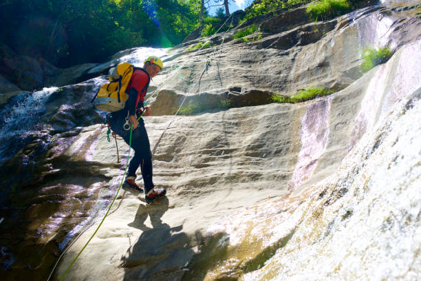 Canyoning in the Pyrenees stock photo