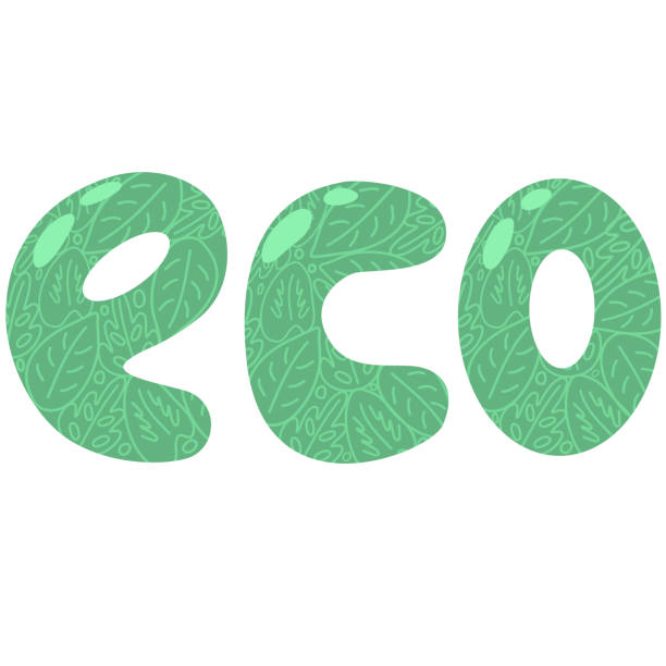 istock Modern eco lettering with leaves. The concept of ecology, zero waste and sustainability. Colored flat  illustration isolated on white 1475537612