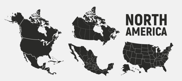 nordamerika-kartenvorlagen. usa, kanada und mexiko karte isoliert auf weißem hintergrund. nordamerika karten gesetzt. vektor-illustration - map usa north america canada stock-grafiken, -clipart, -cartoons und -symbole