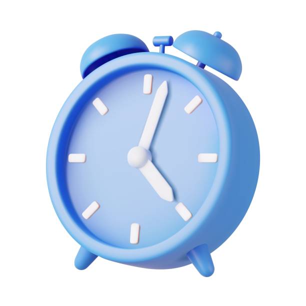3d alarm clock 3d alarm clock. watch minimal design concept of time. 3d alarm for watch hour and minute. 3d rendering. Vector illustration clock stock illustrations