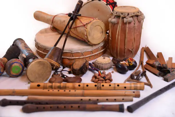 Variation of ethnic drums and flutes