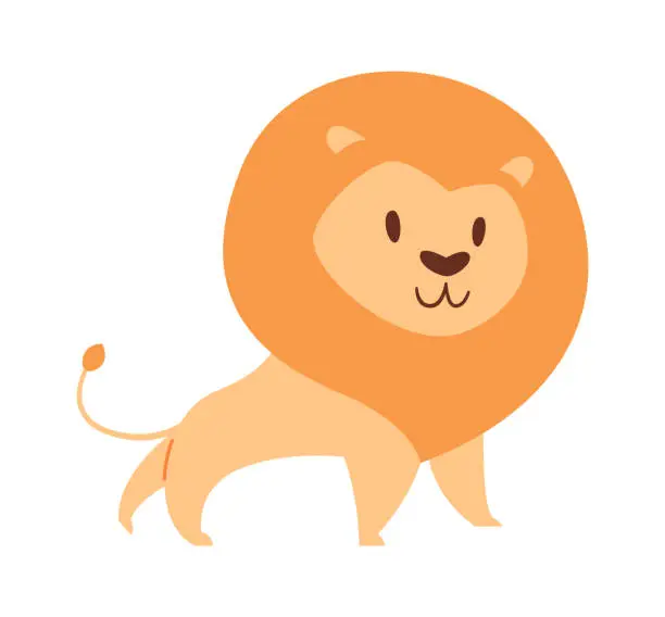Vector illustration of Cute wild baby lion cub