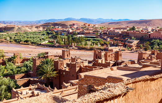 View of Kasbah Ait Ben Haddou in the Atlas mountains of Morocco