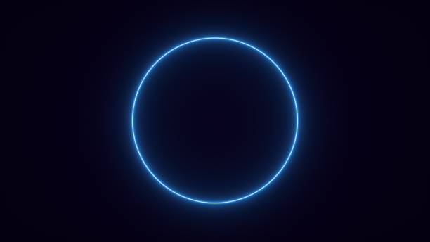 istock Abstract Futuristic Blue Neon Circle Black Background - 3D Illustration 1475557411