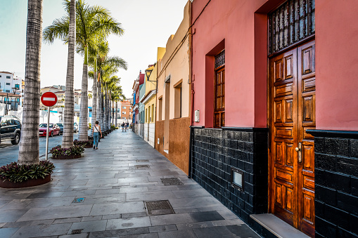 Paved Pedestrian Sidewalk In Puerto de la Cruz in Tenerife, Spain