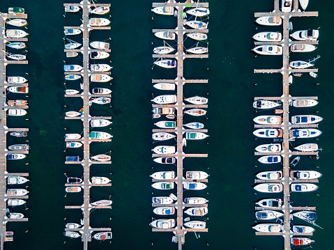 Aerial view of the McKinley Marina in Milwaukee