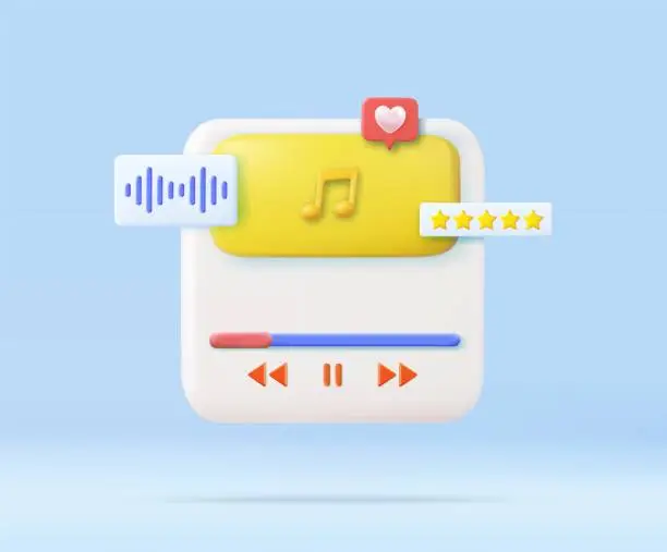 Vector illustration of 3d audio music player concept.