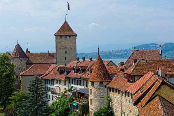Defensive walls and roofs in town Murten
