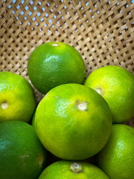 Photo of lime fruit, sour taste in Thai street food ingredient