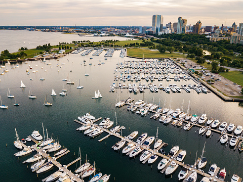 A view of Milwaukee's McKinley Marina from above