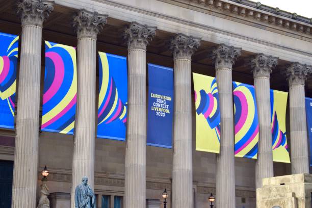 st george's hall, liverpool reino unido: festival de la canción de eurovisión - st georges hall fotografías e imágenes de stock