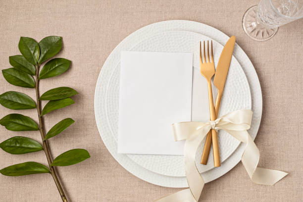istock Festive wedding, birthday table setting with golden cutlery 1475570511