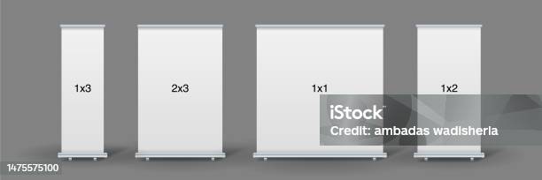 Empty Standee Vector Empty Standee Rollup Banner Display Mockup On Isolated Background ...