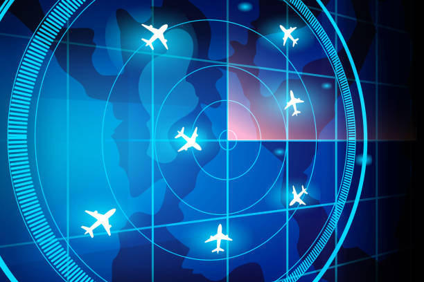 istock Simulation screen showing various flights for transportation and passengers. 1475576187