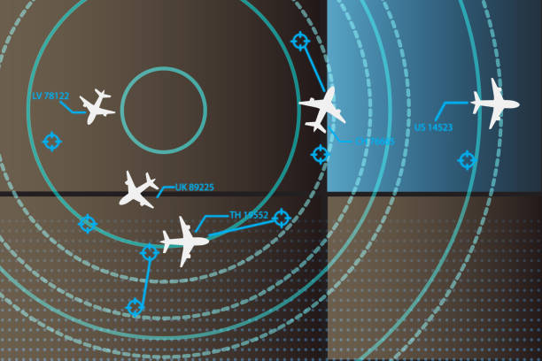 istock Simulation screen showing various flights for transportation and passengers. 1475576188