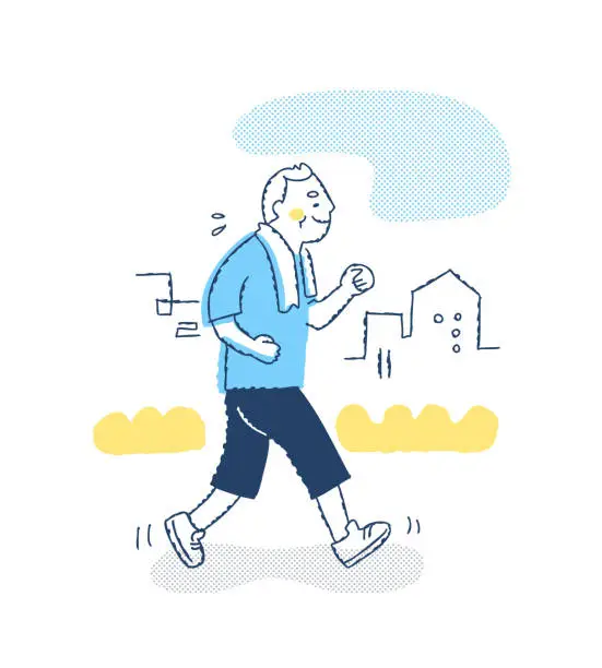 Vector illustration of senior man jogging
