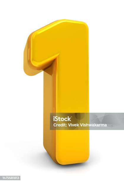 Gold Numbers 1 Isolated On White Background Golden 3d Numbers 3d Shiny
