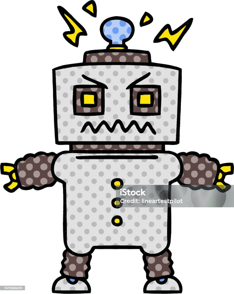 Robot Comic Simple Comic Book Style Quirky Cartoon Robot Stock Illustration - Download ...