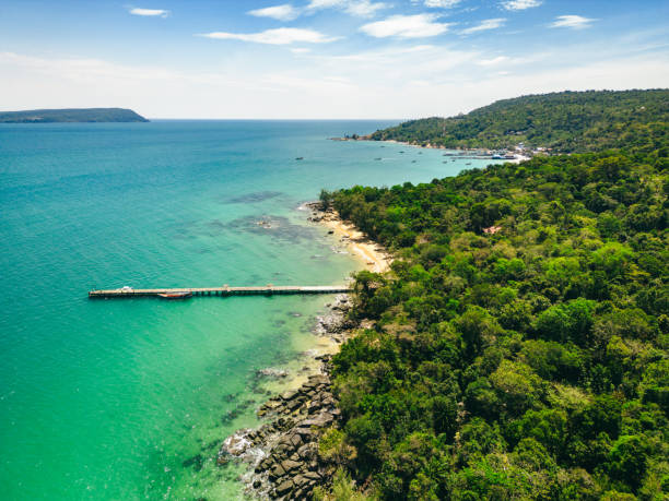 beautiful Koh Rong island from above, Cambodia stock photo