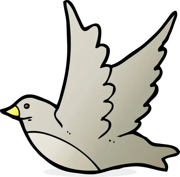 Vector illustration of cartoon flying bird