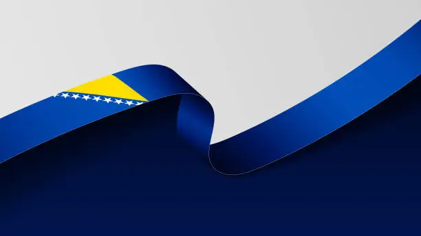 Vector illustration of EPS10 Vector Patriotic Background with Bosnia and Herzegovina flag colors.