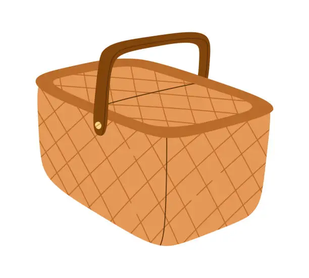 Vector illustration of Wicker Picnic Basket