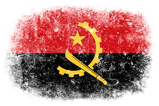 Grunge Angolan flag on white background.
