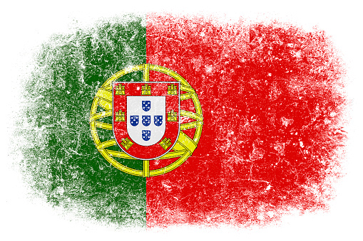 Grunge Portuguese flag on white background.