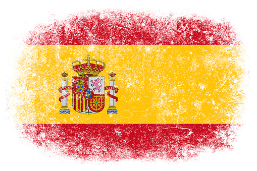 Grunge Spanish flag on white background.