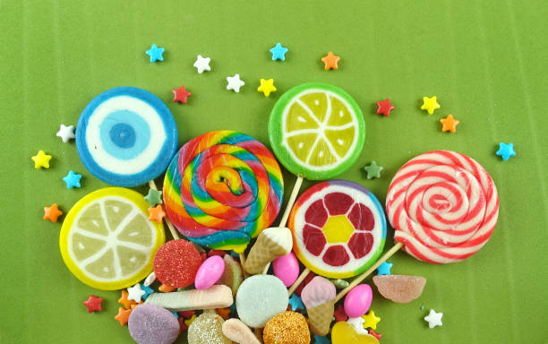 istock Colorful lollipops and different colored candies 1475604131